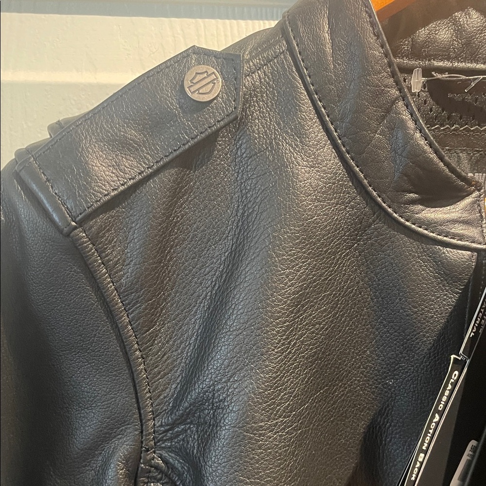 Harley-Davidson Black Leather Riding Jacket Large NWT 3 - Picture 5 of 16